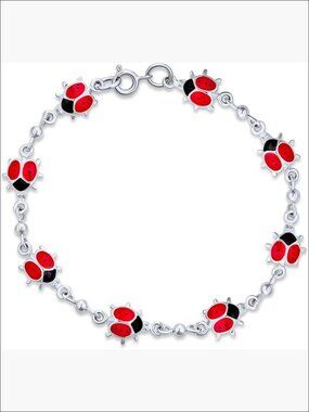 Sterling Silver Ladybug Charm Bracelet Lucky Garden Design